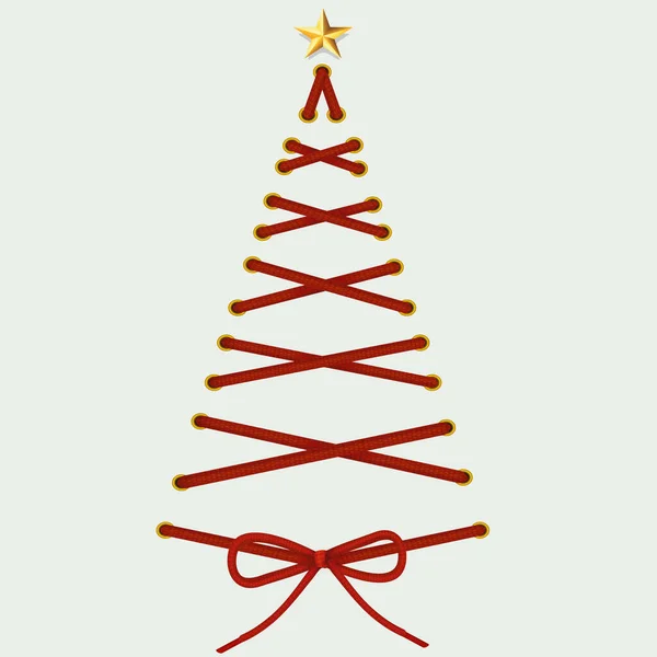 Arbre de Noël en laçage rouge avec étoile. — Image vectorielle