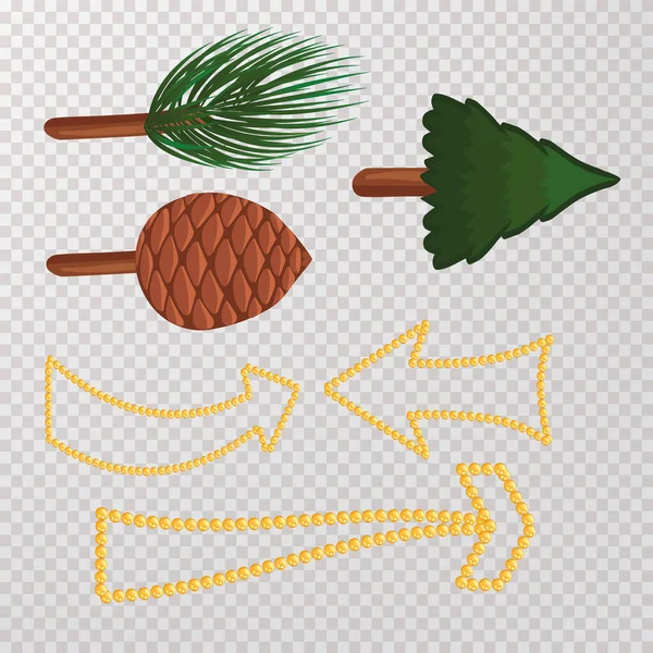 Conjunto de ícones de cursor consistindo de árvores de Natal, cones e bolas. — Vetor de Stock
