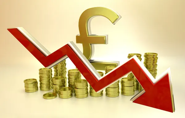 Upadek waluty - Funt brytyjski — Zdjęcie stockowe