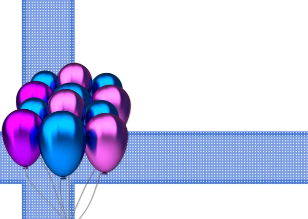 Geburtstagskarte mit blauen und violetten Luftballons — Stockfoto