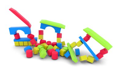 renkli tahta küpleri aşağı düşen