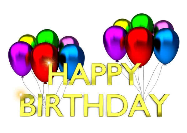 Cartão de aniversário com balões e texto de aniversário — Fotografia de Stock