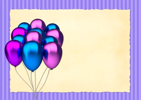 青と紫の誕生日用風船 — ストック写真