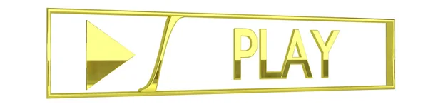 Глянцевая золотая иконка Play - 3D рендеринг изолирован на белом — стоковое фото