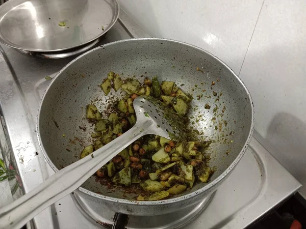 Cooking Photo Frying Potato Peanuts Multipurpose Use — Stock Photo, Image