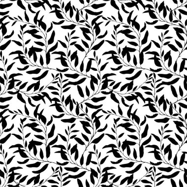 Siyah ve Beyaz Yapraksız Desensiz Kalıp Vektörü