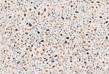 Terrazzo döşeme vektörü kusursuz desen. Venedik tarzı klasik İtalyan tarzı zemin dokusu doğal taş, granit, kuvars, mermer, cam ve betondan oluşur.