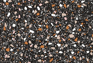 Koyu renklerde Terrazzo döşeme vektör seamless modeli. Doğal taş, granit, kuvars, mermer, cam ve beton zemin Venedik tarzı klasik İtalyan tipi oluşur