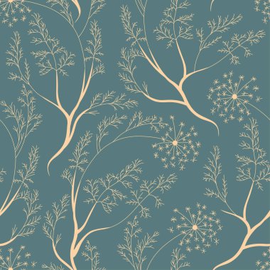 İnek yaban havucu vektör seamless modeli hassas renkli