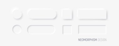 Neomorfizm tasarım tarzında beyaz düğmeler. Vektör illüstrasyonu EPS 10