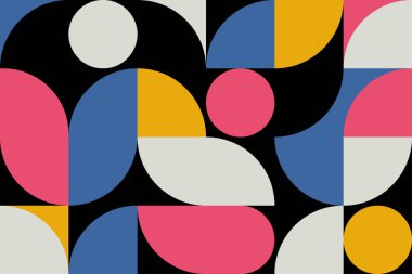 Basit şekil ve figürlü geometri minimalistik resim posteri. Web afişi, iş sunumu, markalaşma paketi, kumaş baskısı, duvar kağıdı için İskandinav tarzı soyut vektör deseni tasarımı