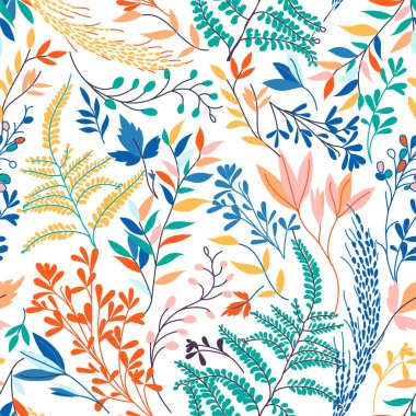 Çocuklar için kusursuz çiçek desenleri. Tekstil tasarımı ve kumaşlar için yaprak silueti ve çiçekli desen