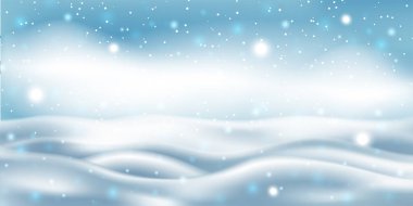 Gökyüzü, yoğun kar yağışı, çeşitli şekillerde kar taneleri ve sürüklenen doğal Noel arkaplanı. Kış manzarası, yağan Noel 'in güzel karları. Vektör.