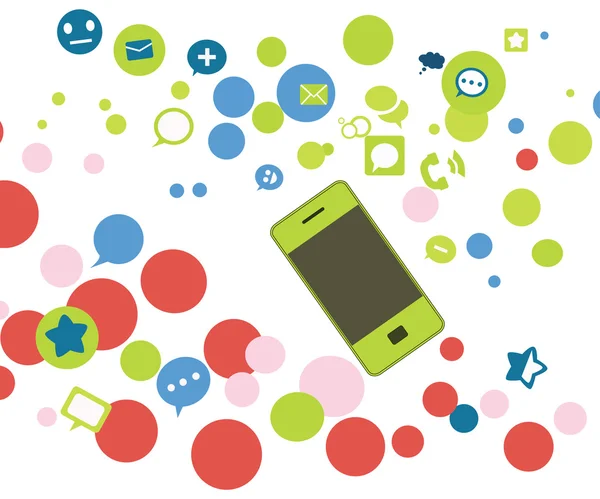 arka plan ile cep telefonu ve çeşitli simgeleri