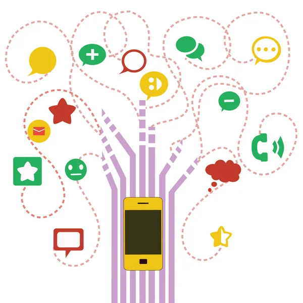 arka plan ile cep telefonu ve simgeler