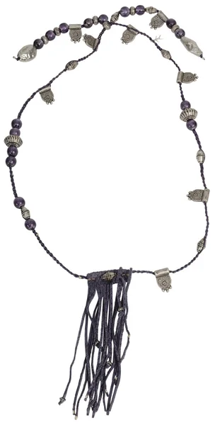 Collana vintage. Argento con Perline viola — Foto Stock