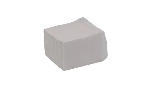 Μικρή Συσκευασία Από Χαρτί Λευκές Χαρτοπετσέτες Λευκό Φόντο — Φωτογραφία Αρχείου