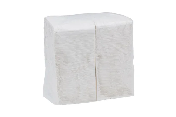 Serviettes Papier Blanc Dans Paquet Sur Fond Blanc — Photo