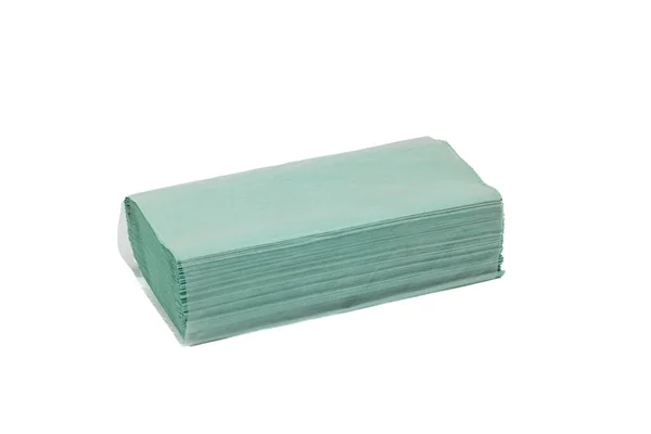 Зеленая Бумага Ручные Салфетки Белом Фоне — стоковое фото