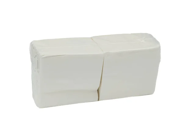Dos Paquetes Servilletas Blancas Sobre Fondo Blanco — Foto de Stock