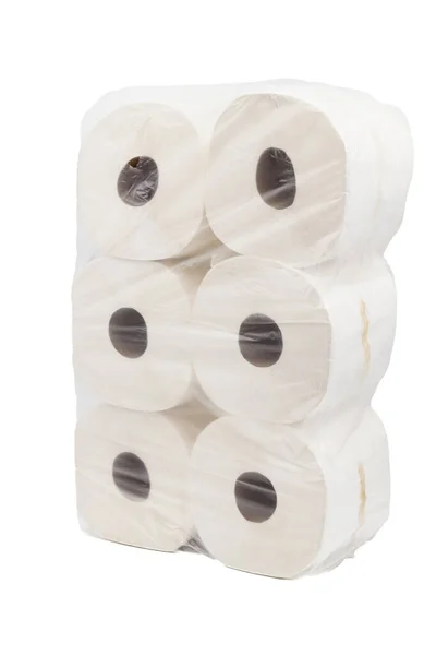 Imballaggio Rotoli Asciugamani Carta Sfondo Bianco — Foto Stock