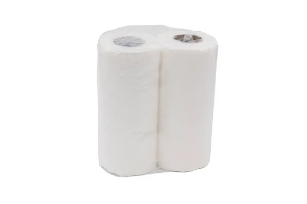 Due Grandi Rotoli Asciugamani Carta Sfondo Bianco — Foto Stock