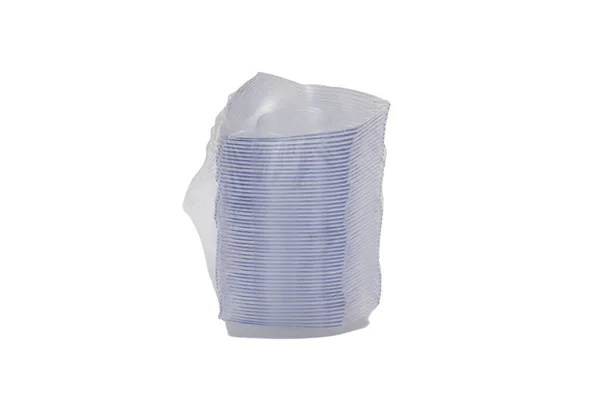 白の背景にパッケージに透明 プラスチック製のボウル — ストック写真