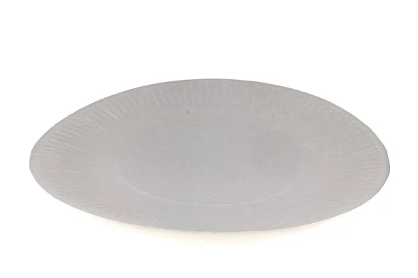 Paper White Plate White Background — Stock Photo, Image