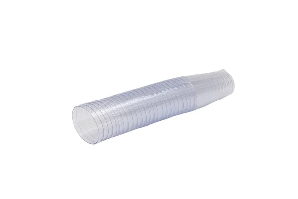 Embalagem Utensílios Plástico Sobre Fundo Branco — Fotografia de Stock