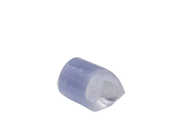 Одноразовая Пластиковая Посуда Упаковке Белом Фоне — стоковое фото