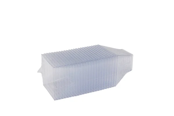 Műanyag Poharak Csomagolása Fehér Alapon — Stock Fotó