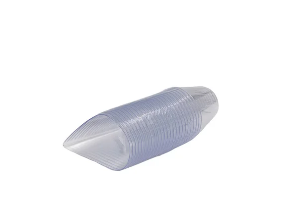 Embalagem Utensílios Descartáveis Plástico Sobre Fundo Branco — Fotografia de Stock