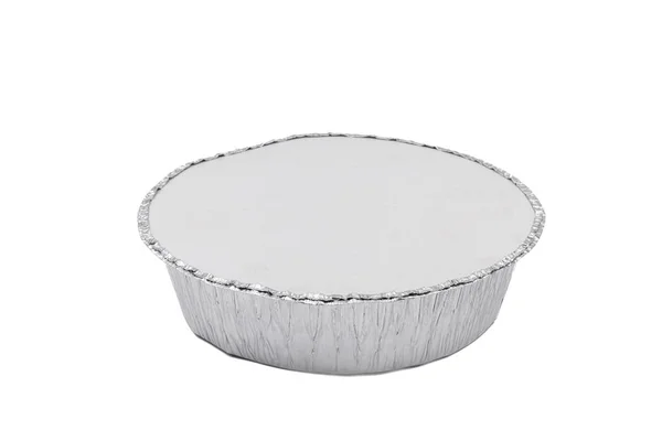 Disposable Foil Plate Lid White Background — Stock Photo, Image