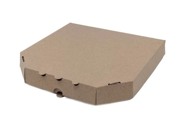 Caja Pizza Papel Sobre Fondo Blanco —  Fotos de Stock