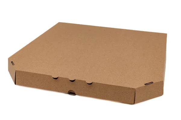 Velký Papír Hnědá Pizza Box Bílém Pozadí — Stock fotografie