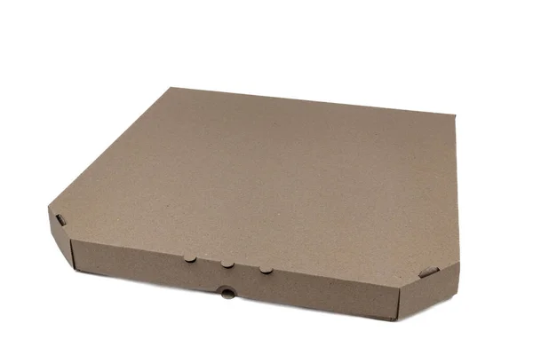 Caixa Escura Grande Para Pizza Fundo Branco — Fotografia de Stock
