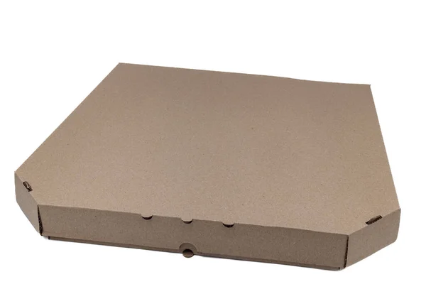 Papír Szürke Nagy Doboz Pizza Fehér Alapon — Stock Fotó