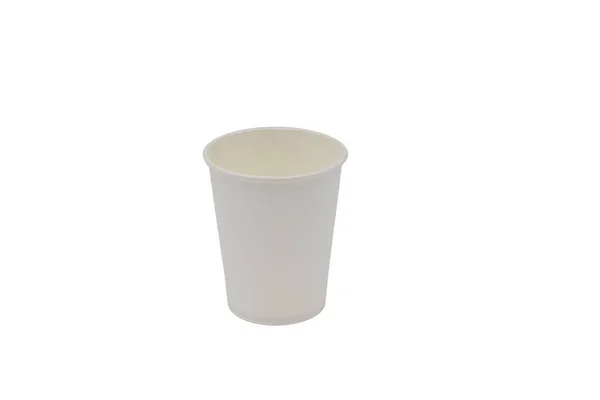 Weiße Papiertasse Für Getränke Auf Weißem Hintergrund — Stockfoto