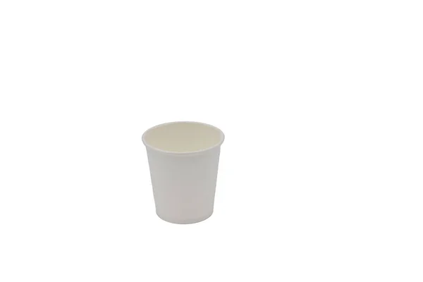 Vidro Papel Branco Pequeno Para Bebidas Fundo Branco — Fotografia de Stock