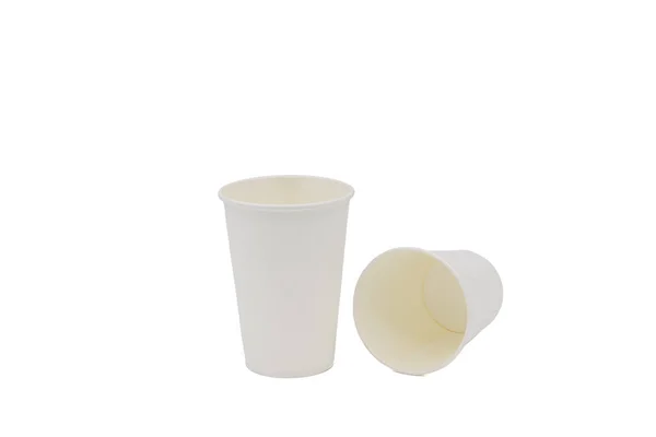 Vita Pappersglas För Drycker Vit Bakgrund — Stockfoto