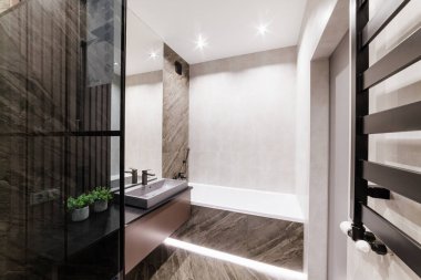 banyo ve aynalı modern banyo.