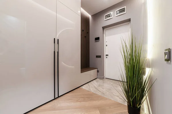 Nuevo Diseño Interior Casa Con Puertas Blancas Gabinete Gris —  Fotos de Stock