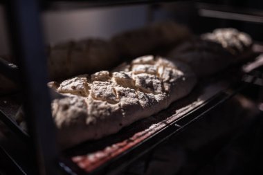 Un serpiştirilmiş hamur fırında pişmeye hazır.