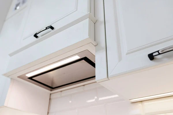 Metal Hood New White Kitchen House — Stock Photo, Image