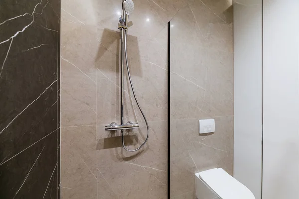 Vidro Novo Chuveiro Moderno Banheiro — Fotografia de Stock