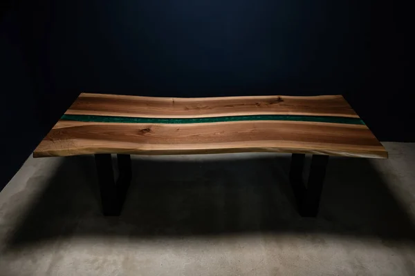 Large Luxury Table Made Natural Wood Epoxy — Stock Photo, Image