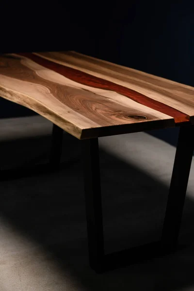 Photos Table Made Natural Wood Epoxy Interior — Stock Photo, Image