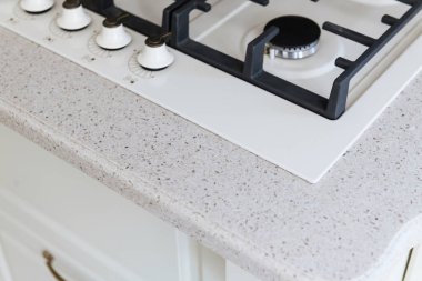 interior design of a modern and stylish bright kitchen in the house