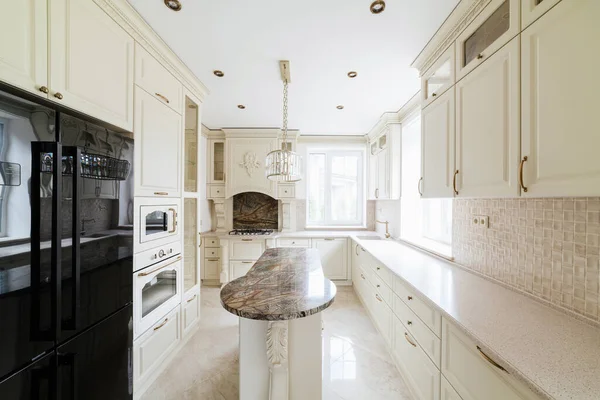 Interior Design Modern Stylish Bright Kitchen House — Foto de Stock