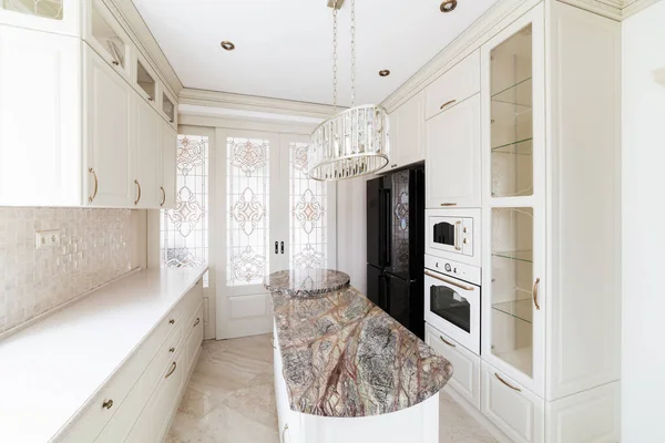 Interior Design Modern Stylish Bright Kitchen House — Stock Fotó